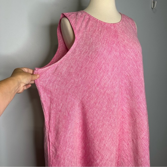 Lands’ End Heathered Pink Sleeveless A-Line 100% Linen Dress Size 1X, 16W-18W - Picture 6 of 12